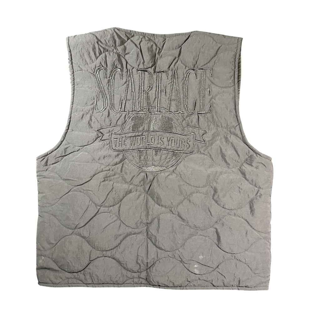 Scarface x Shoe Palace Vest Mens Medium Black Quilted Zip Embroidered Back Movie